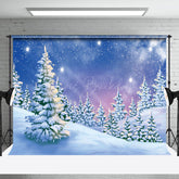 Lofaris Painted Snowy Winter Field Forest Scene Backdrop